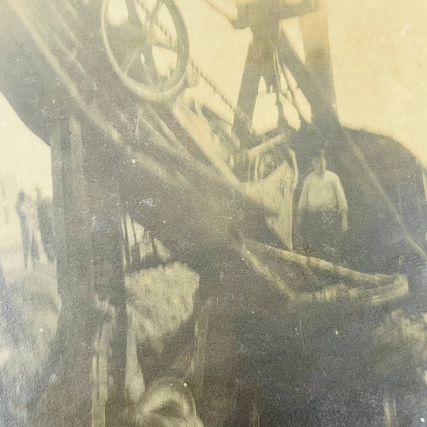 Early 1900s RPPC Men Working Digging with Early Steam Shovel PA9