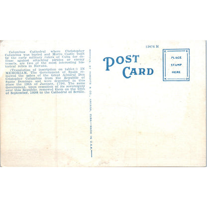 Tablet at Columbus Cathedral Morro Castle Havana Cuba Original Postcard P3-1
