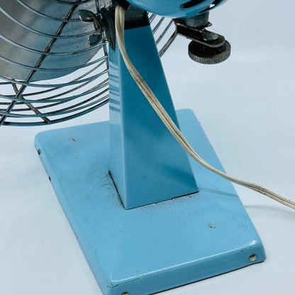 1950s MCM Mod Atomic Superior Electric Fan Teal Oscillating  Metal 15” WORKS