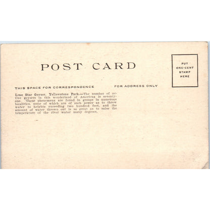 Lone Star Geyser Yellowstone Park c1910 Original Postcard P1-13