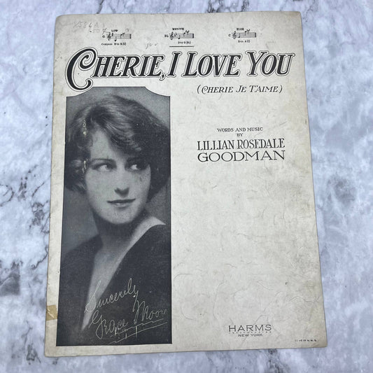 Vintage Sheet Music Cherie, I Love You Lillian Rosedale Goodman 1926 TI1