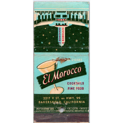 El Morocco Cocktails Bakersfield California Advertising Matchbook Cover SA1-M10