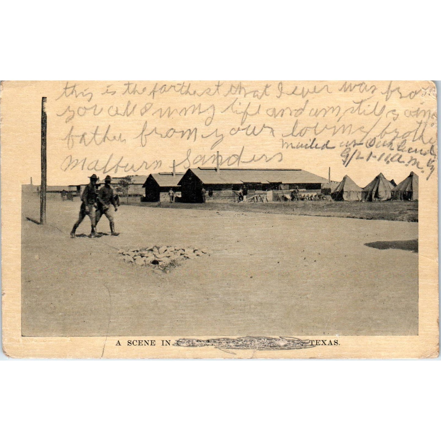 Army Base in Texas 1910 - Original Postcard TJ7-RP1