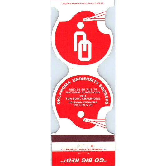 1983 OU Oklahoma Sooners Helmet Football Schedule Matchbook Cover SA1-M4