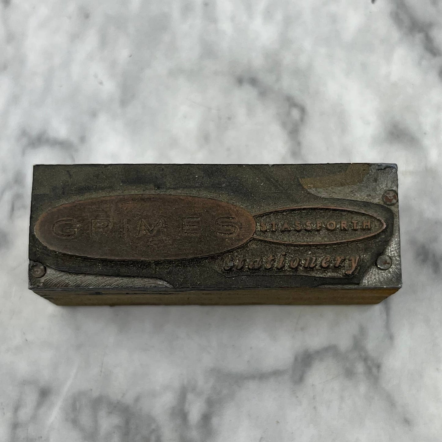 VTG Printing Letterpress Printers Block Plate Grimes Stassforth Stationery TJ54