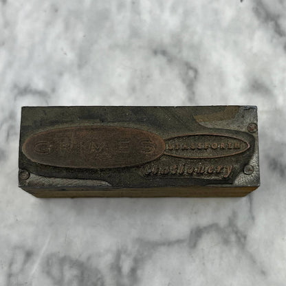 VTG Printing Letterpress Printers Block Plate Grimes Stassforth Stationery TJ54