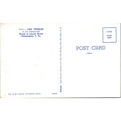 Vintage Postcard Boxer Lew Tendler at His Restaurant Philadelphia PA TD8-P2