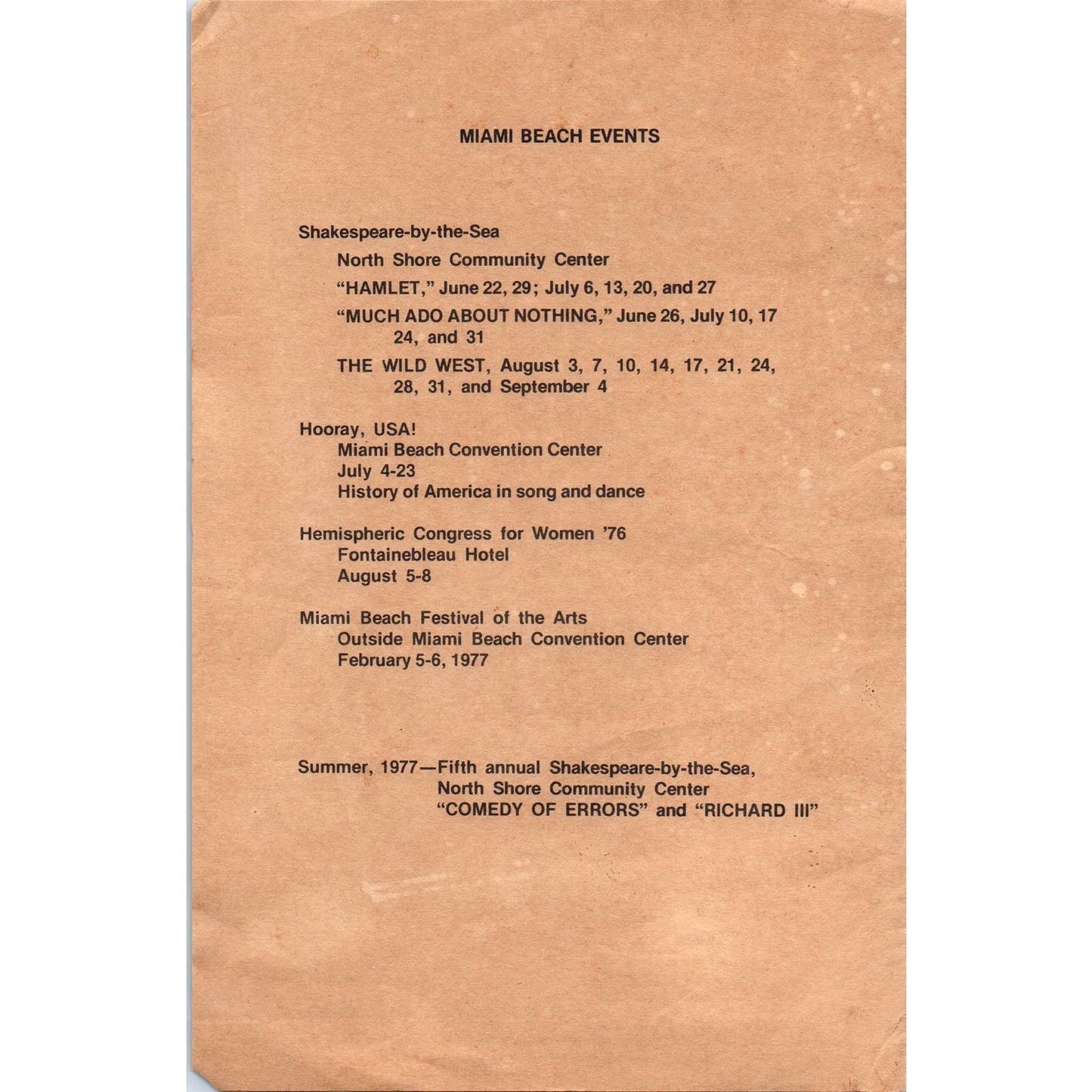 1977 Hamlet Program - Miami Beach Tourist Development Authority SE3