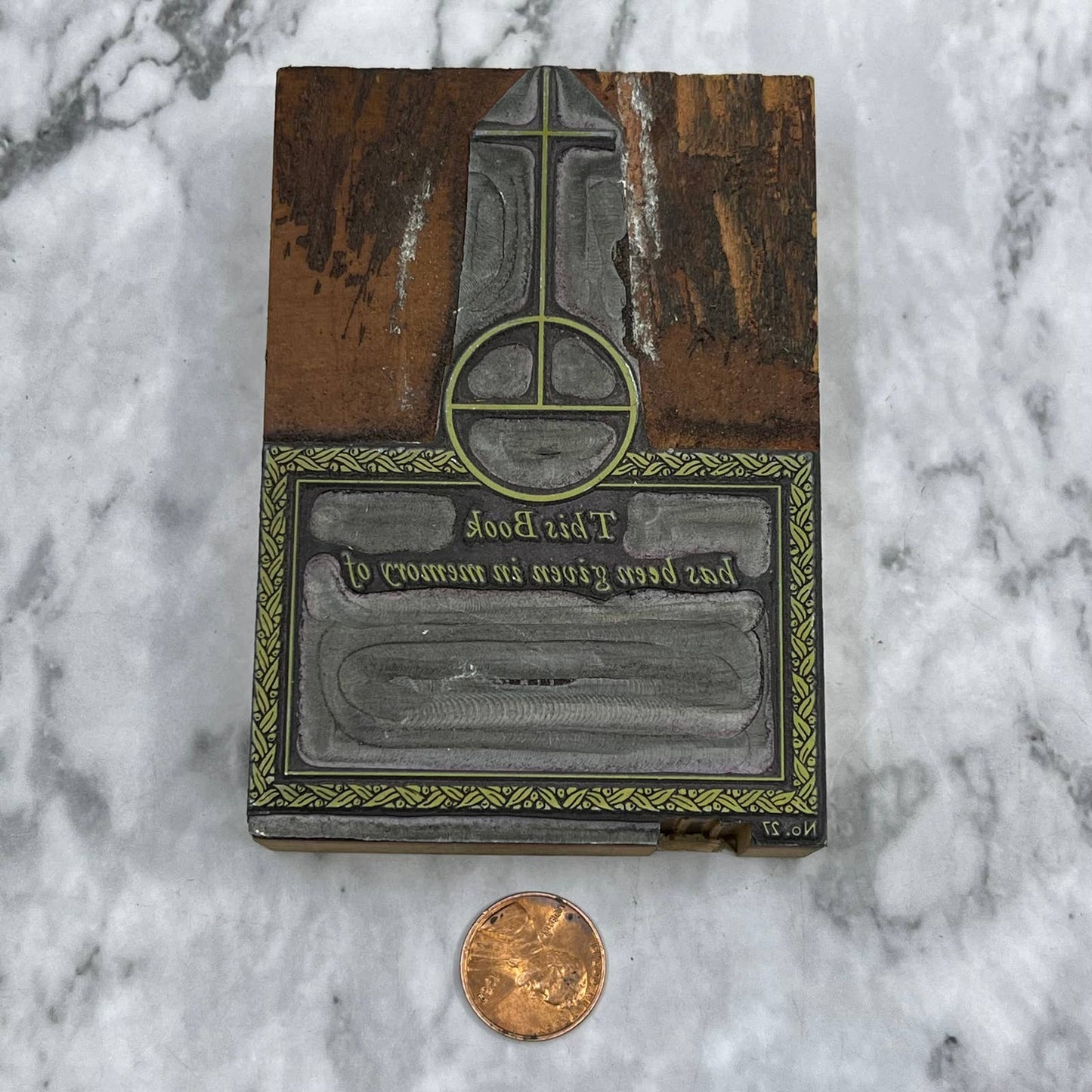 Vintage Printing Letterpress Printers Block Plate Christian Book Dedication TJ5