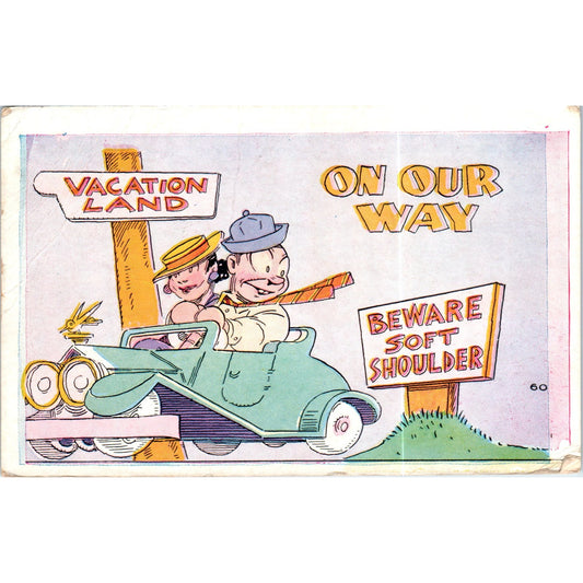 1942 Vacationland Humor Cartoon Wayland MI Original Postcard P2-4