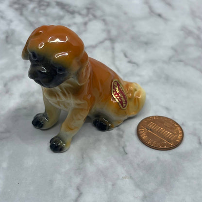 Vintage MCM Hand Painted Pekingese Dog Bone China Figurine 2.5” SE1