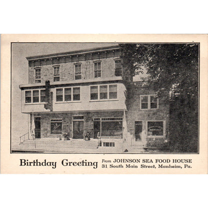 Vintage Birthday Greeting Card From Johnson Seafood House Manheim PA 3.5x5 PX2