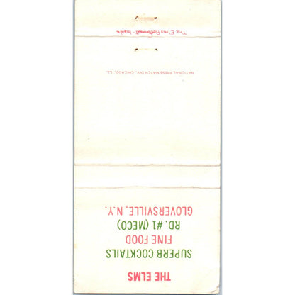The Elms Restaurant Gloversville NY Advertising Matchbook Cover SA1-M11