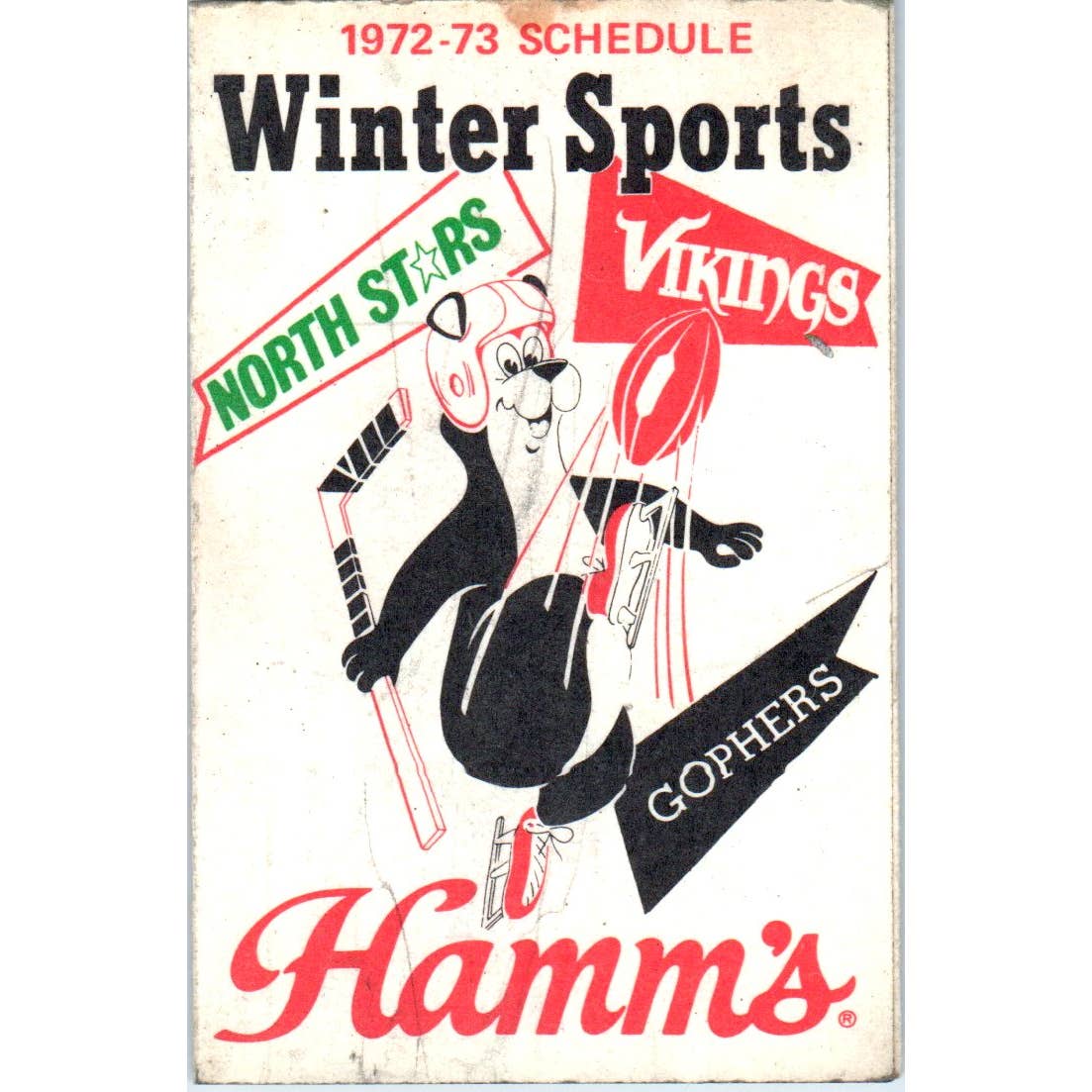 1972-73 Schedule Winter Sports North Stars Vikings Gophers Hamms TK1-P3