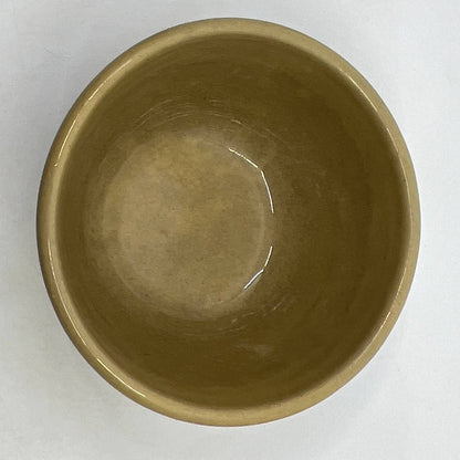 Antique HULL Pottery Brown Banded Ribbed Yellow Ware Mixing Bowl 5" Diameter TH5