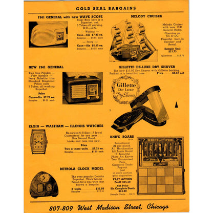 1920s Gold Seal Novelty Co Chicago 4 Page Catalog Leaflet Wholesale Products AD8