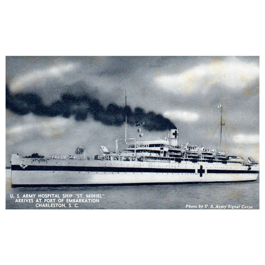 US Army Hospital Ship St. Mihiel Charleston SC - Original Postcard TJ8-5