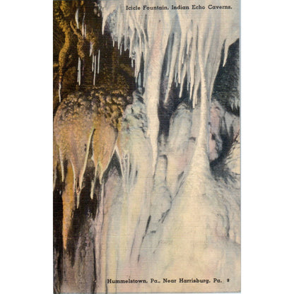 Vintage Postcard Icicle Fountain Indian Echo Cavern Hummelstown PA TD9-P1