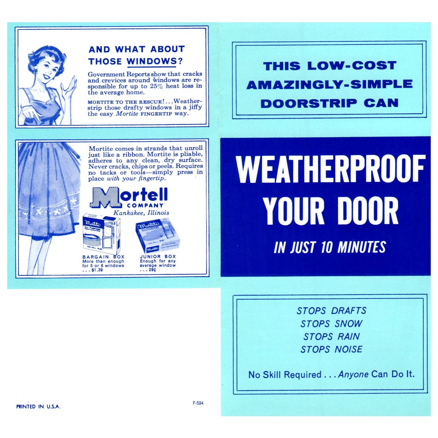 1950s MCM Advertising Brochure Mortell Foamflex Doorstrip Weather Stripping SE4