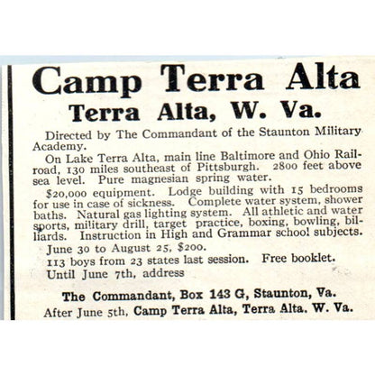 Beacon Camps Althea H. Andrew Brookline Mass - 1921 Original Ad TJ7-S8