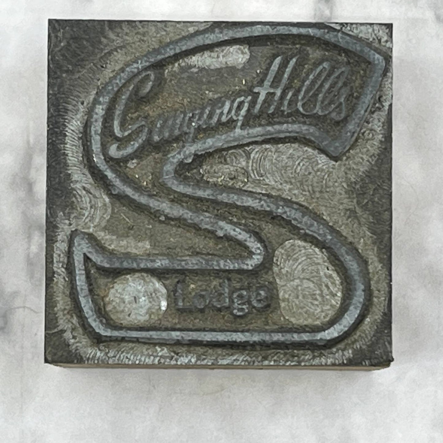 Vintage Printing Letterpress Printers Block Plate Singing Hills Lodge Logo TJ58