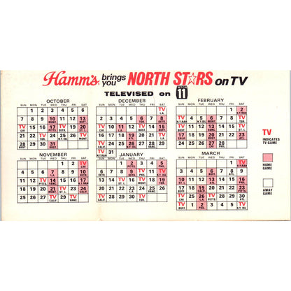 1973-74 Schedule Winter Sports North Stars Vikings Gophers Hamms TK1-P3