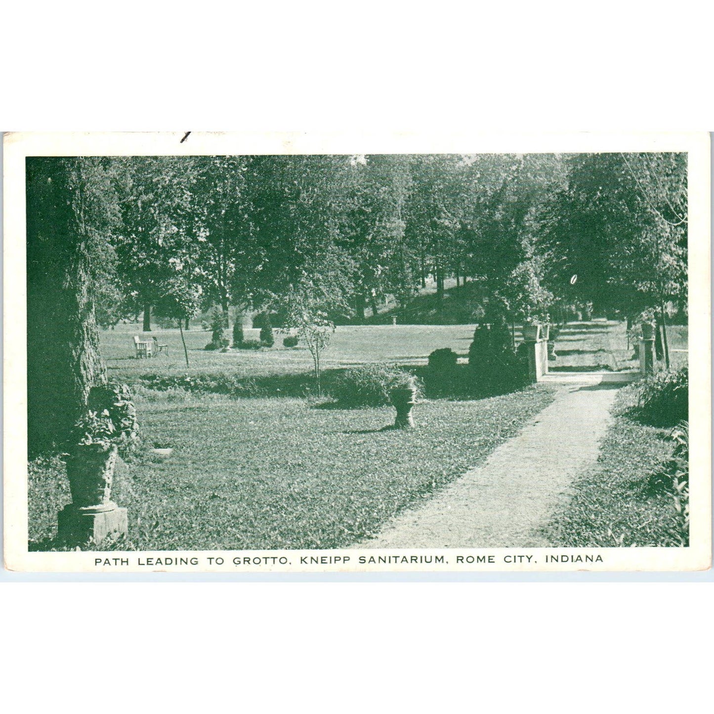 Path to Grotto Kneipp Springs Sanitarium Rome City IN 1938 RPPC Postcard TJ7-RP3