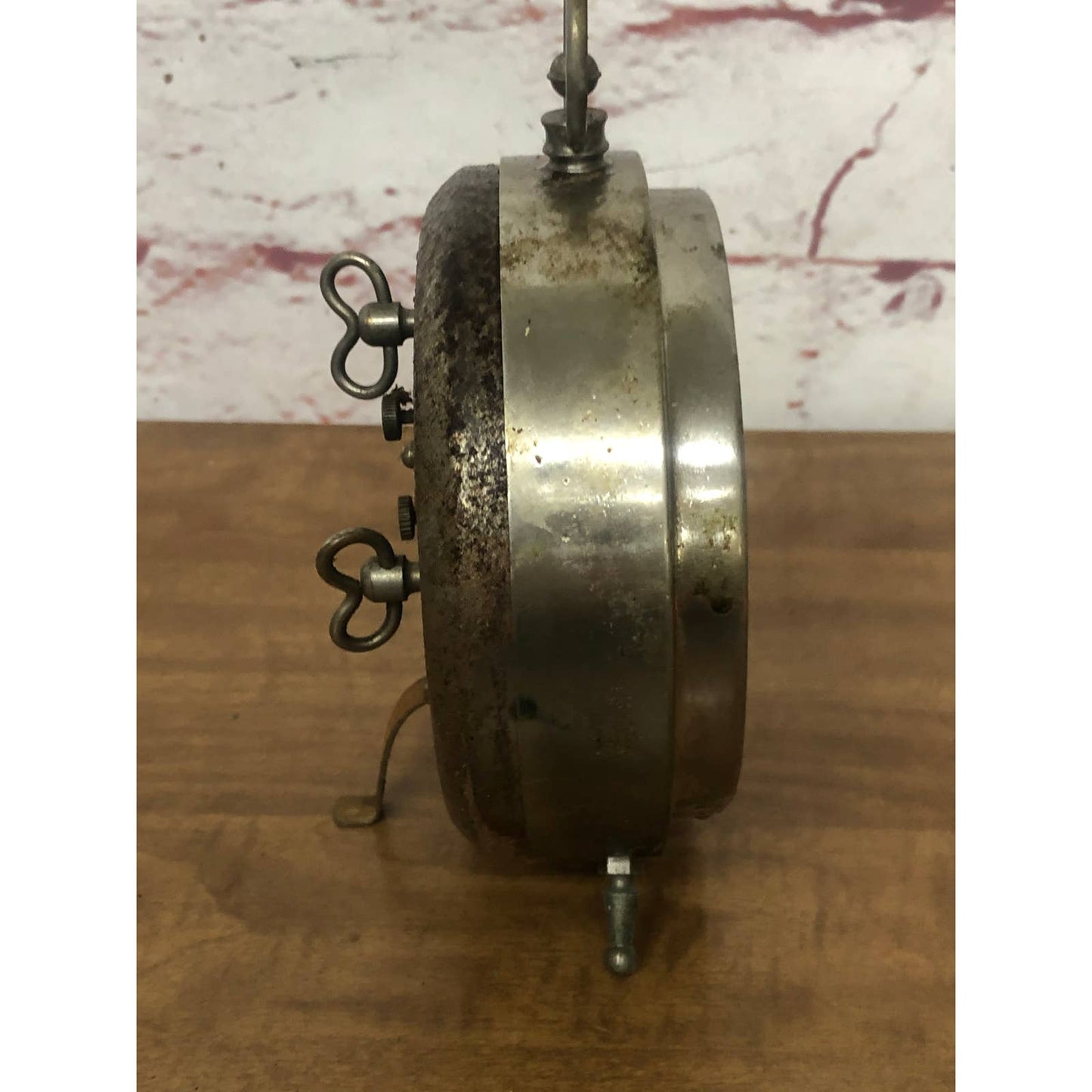Antique The National Call 8 Day Chrome Wind Up Alarm Clock USA TH4