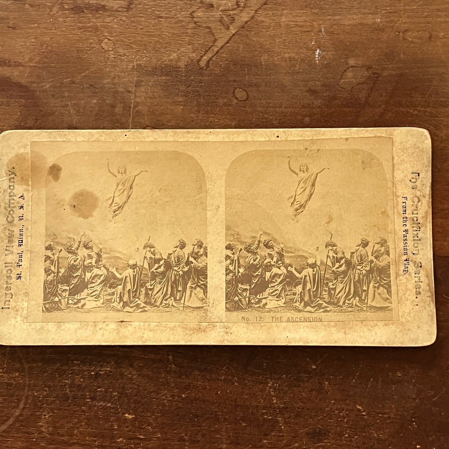 Crucifixion Series The Ascension from the Passion Play Antique Stereoview H2-6