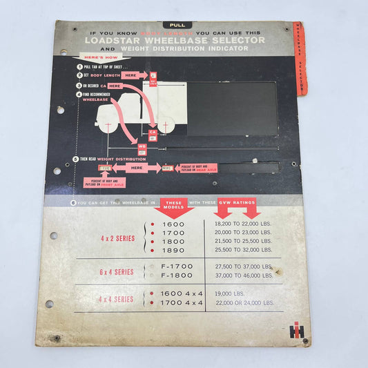 1963 IH Loadstar Wheel Base Selector Weight Distribution Indicator TF8