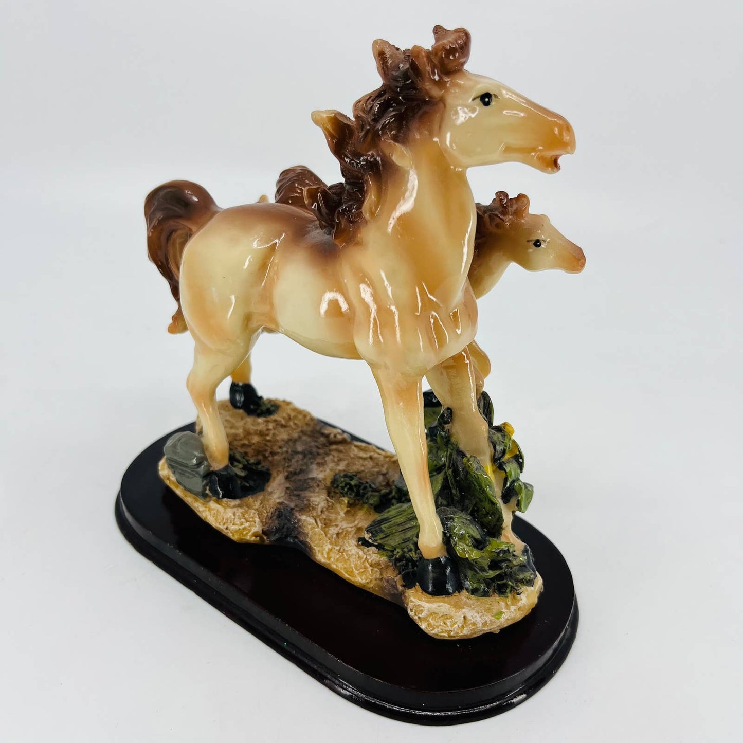 Vintage Hand Painted Resin Mother Horse and Baby Colt Figure Figurine 6” TD2