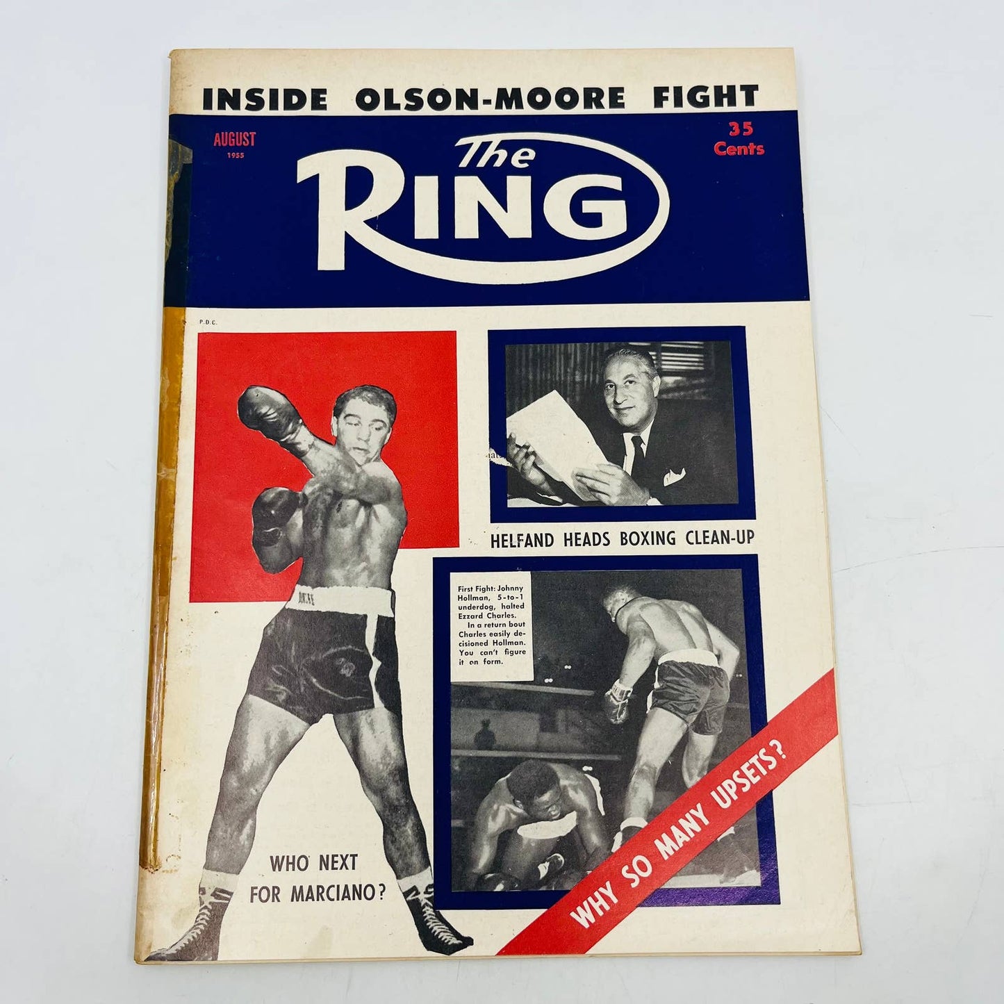 1955 August - The Ring Boxing Magazine – Rocky Marciano Cover Olson-Moore TA5