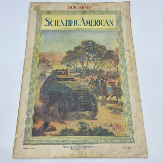 Scientific American Magazine August 1916 WWI Our Army Machine Gun Vehicle TH6