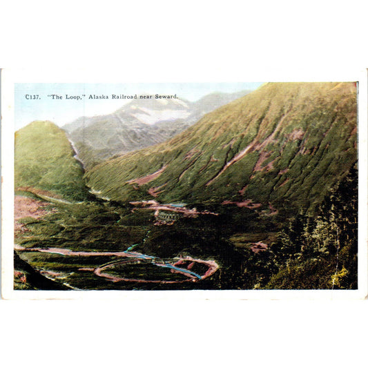 The Loop Alaskan Railroad Fairbanks to Seward Alaska Original Postcard TK1-30