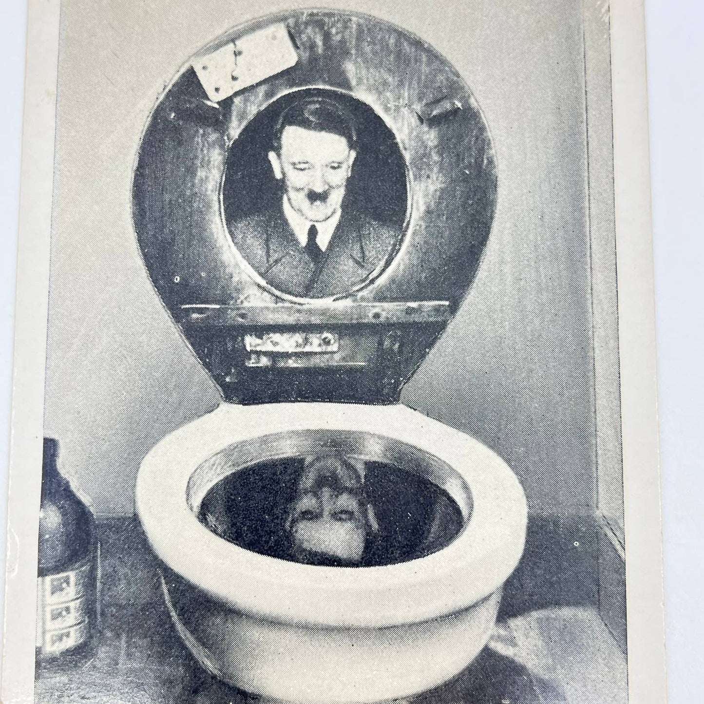 1942 WWII Adolf Hitler Toilet Satire Postcard The Bowl Gazer SD6