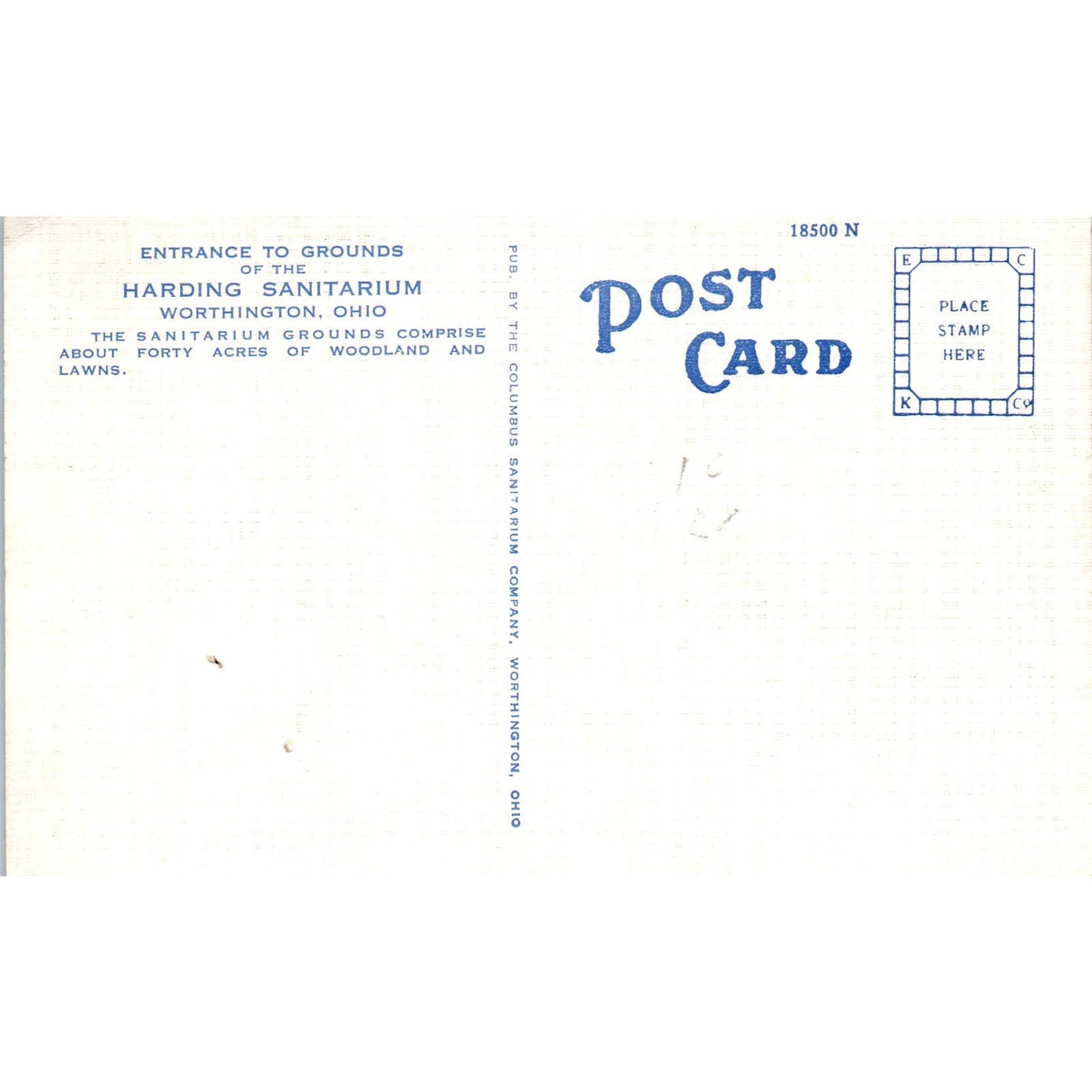 Vintage Postcard Harding Sanitarium Entrance Worthington OH TD8-O2