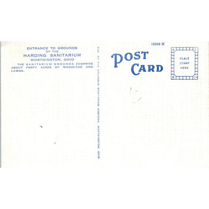 Vintage Postcard Harding Sanitarium Entrance Worthington OH TD8-O2