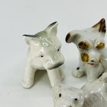 Vintage Lot of 4 Schnauzer Dog Figurines Hand Painted Ceramic 2” SA5