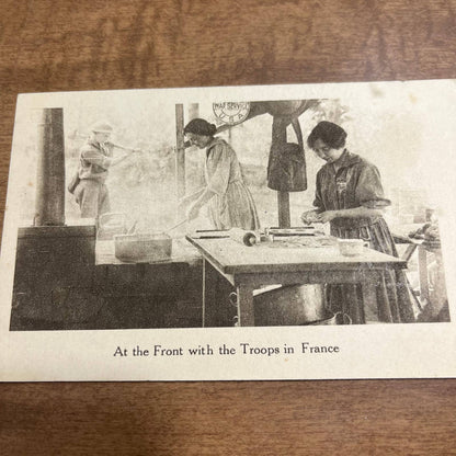 Antique 1918 RPPC Postcard WWI Women at the Front With Troops in France PA1