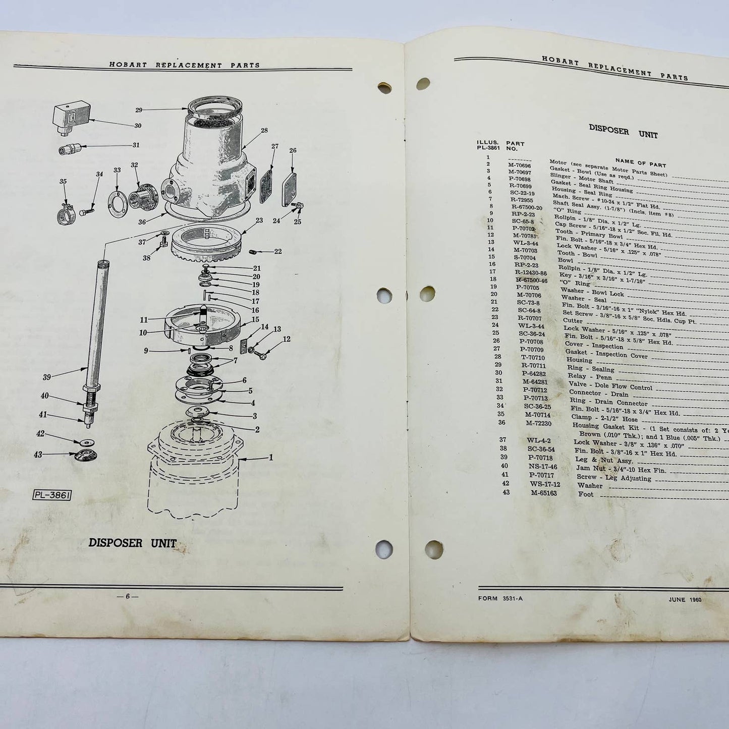 1960 Hobart Instruction Manual Booklet Food Waste Disposer Model FW-151 C11