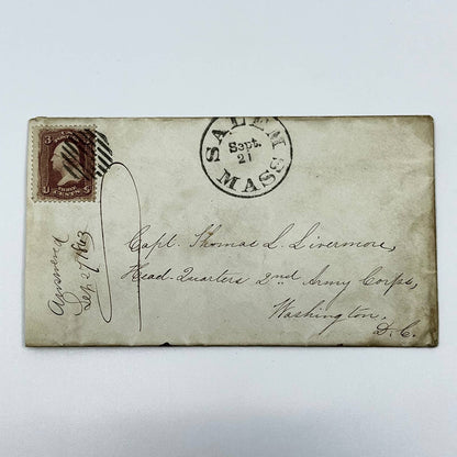 1863 Civil War Postal Cover Envelope Lt. Thomas L. Livermore 5th NH Infantry AA8