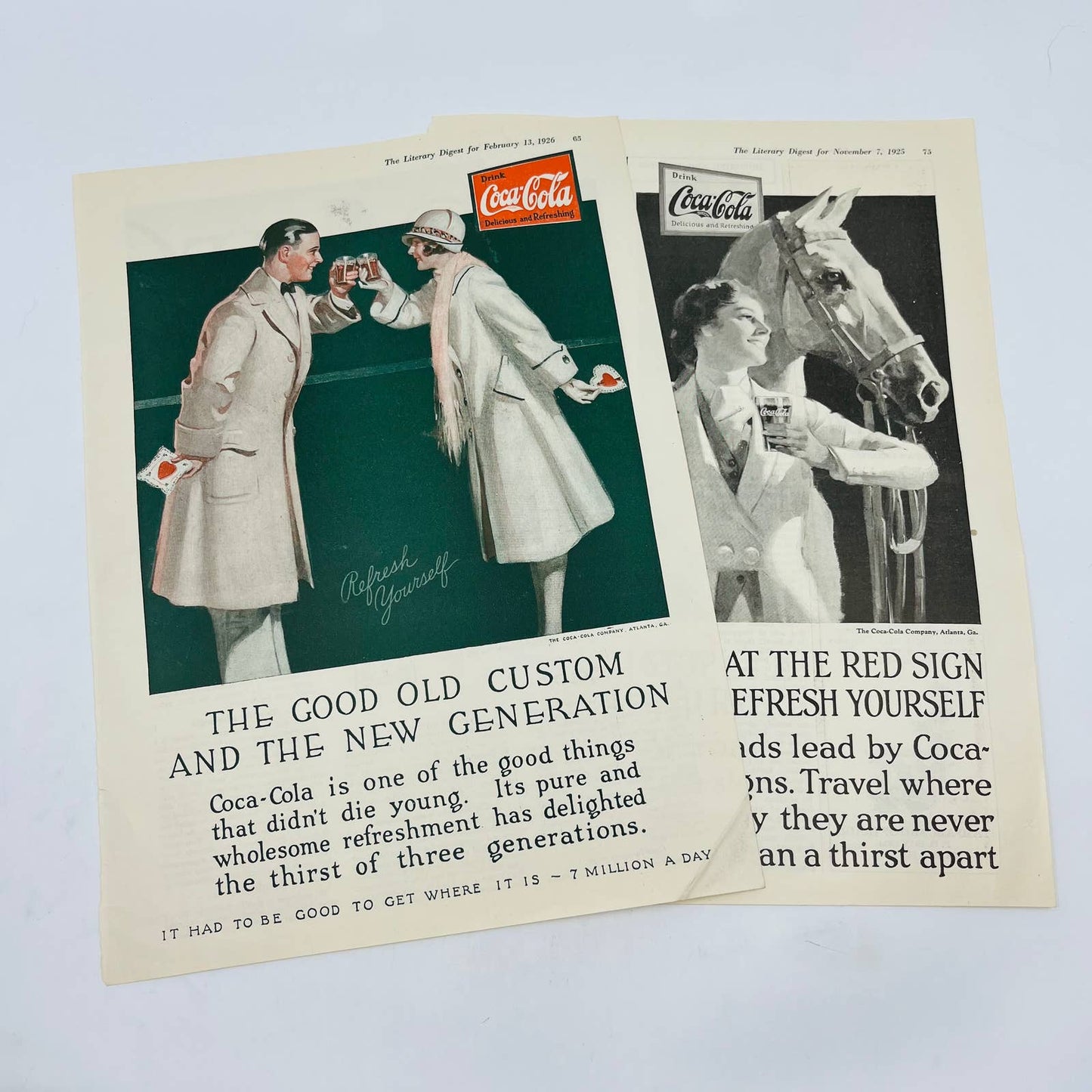 1925-26 Coca Cola Coke Soda Pop Original Print Ads 9x12” C13