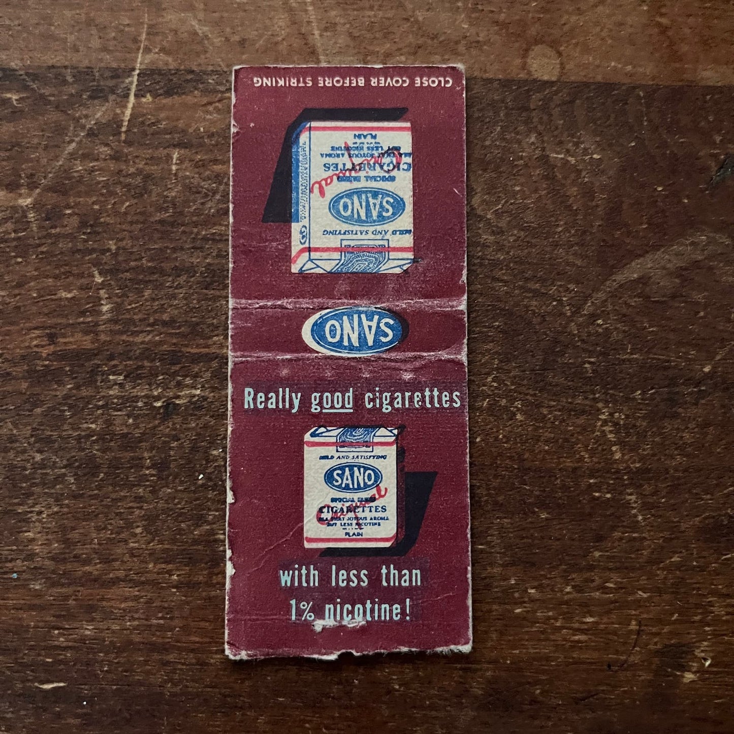 Sano Cigarettes Advertising Matchbook Cover SA9-M13