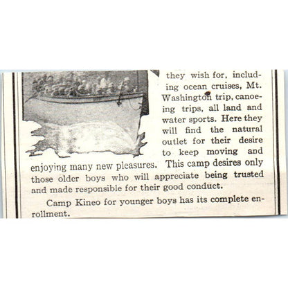 c1920 Harper's Magazine Ad - Camp Champlain Mallett's Bay Wm. H. Brown EA3-1