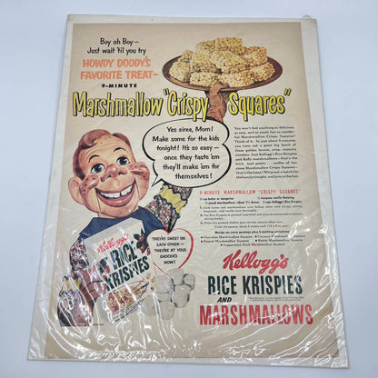 Vintage Howdy Doody Rice Krispies Marshmallow Squares Ad 11x14” FL3