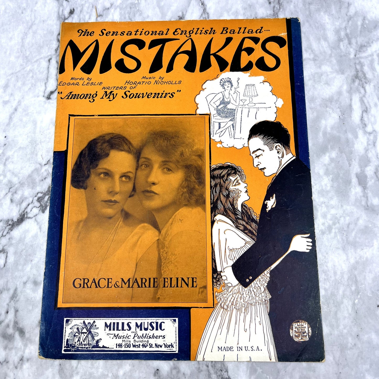 Mistakes Among My Souvenirs Horatio Nicholls 1928 Sheet Music V42-1