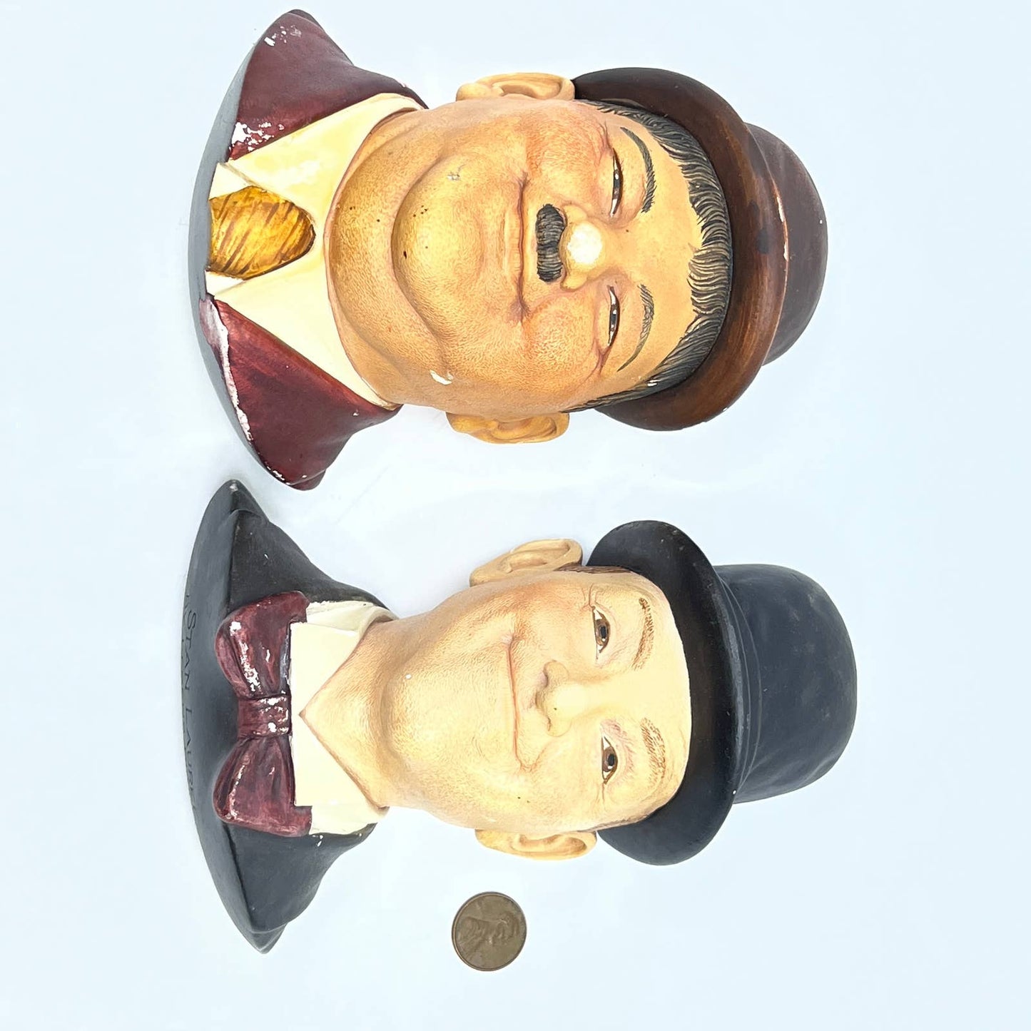 Bossons Laurel & Hardy Legend Products Chalkware Heads- 1984 TC8