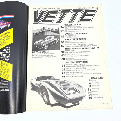 1982 Sept - VETTE Magazine Corvette 1957 CORVETTE ROADSTER TG1