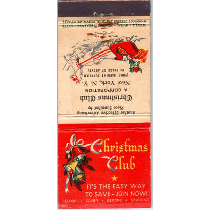 Christmas Club New York Advertising Matchbook Cover SA1-M10
