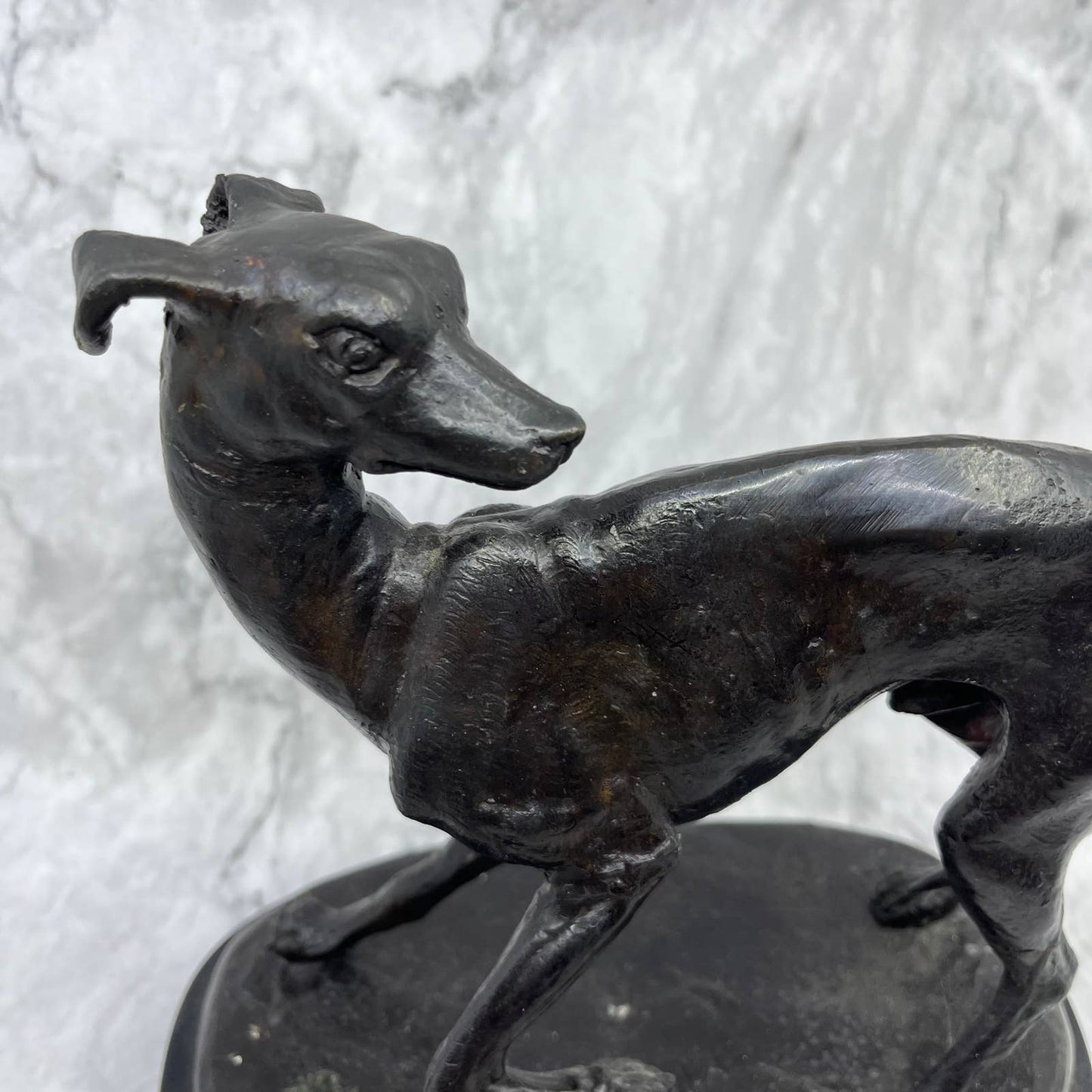Vintage Bronze Whippet Greyhound Standing Statue Sculpture Racing Dog ~10x10